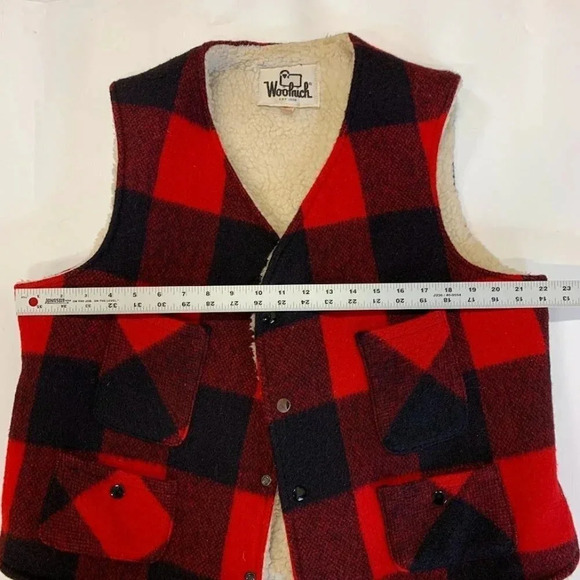 Woolrich Men's Vintage Fleece Lined Wool Buffalo Plaid Snap Vest Size L - Picture 9 of 10